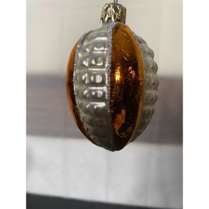 Vintage Mercury Glass hanging Christmas Ornament Silver Bumpy w gold & glitter